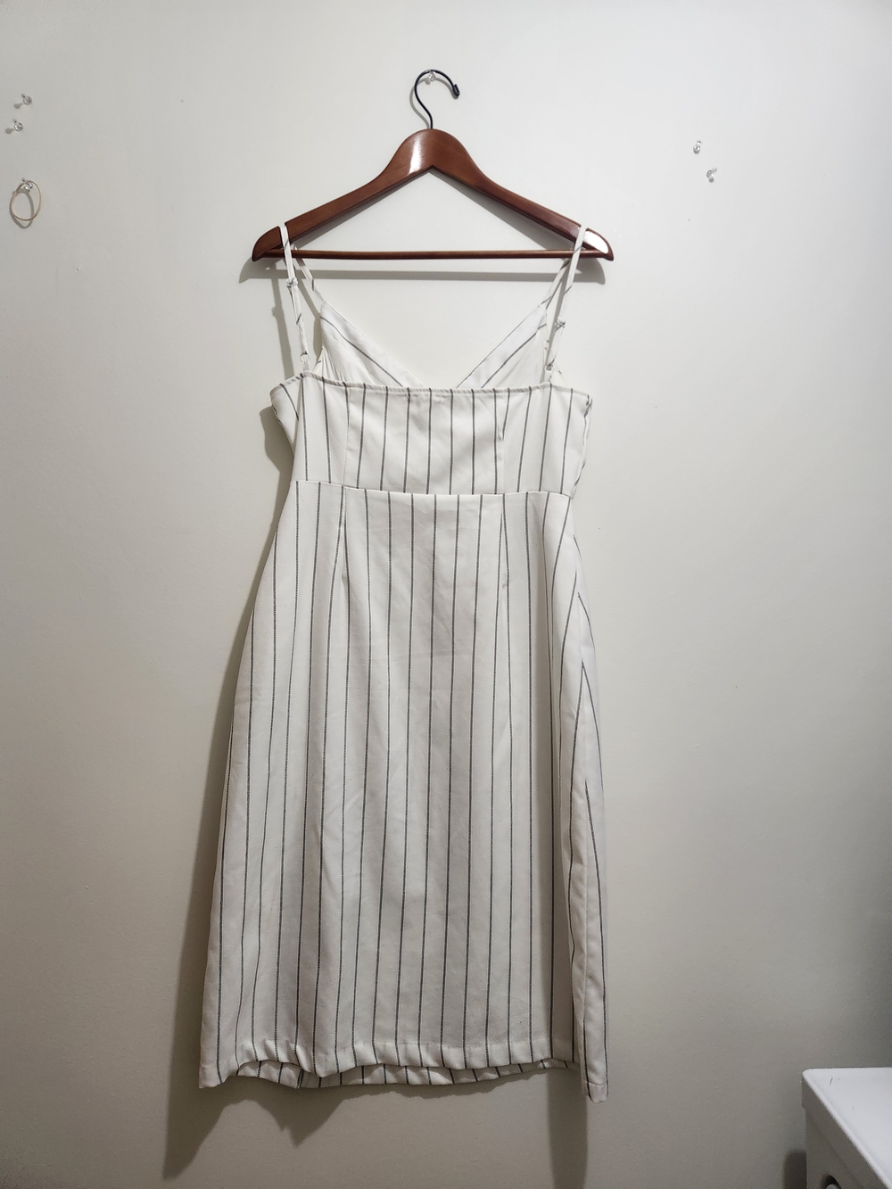 Ardene White Striped Button-Front Midi Dress - Picture 2 of 10